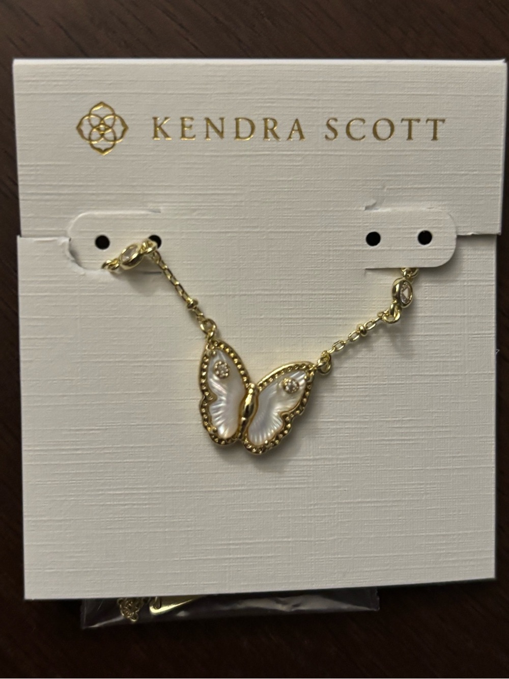 Kendra Scott Gold & White Butterfly Necklace